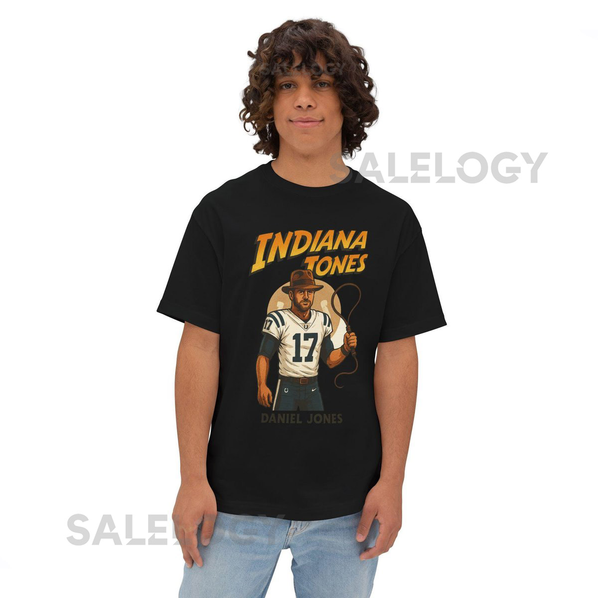Retro Daniel Jones Indiana Colts Tee Unisex Box Tee Shirt Oversized Boxy Tshirt Gift Retro Sports Fan Top Football Memorabilia A_793