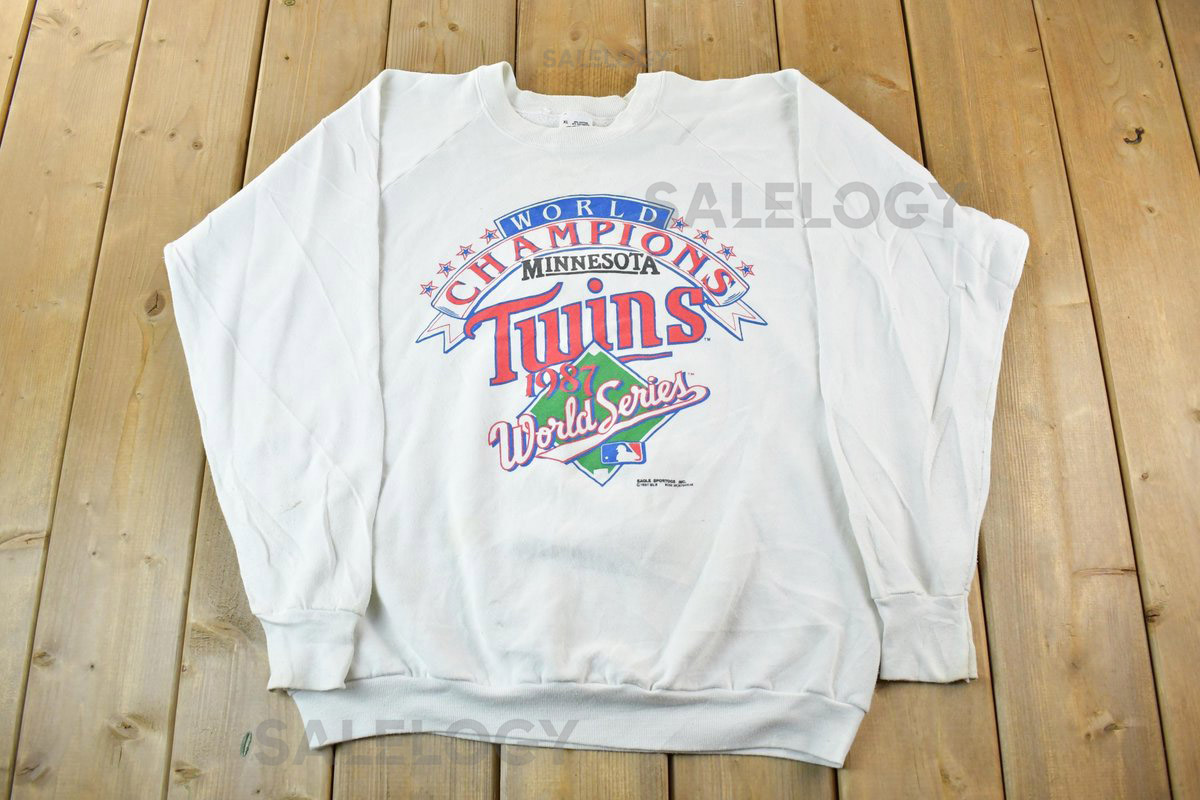 Vintage 1987 Minnesota Twins World Champions MLB Crewneck Sweatshirt Men's XL Made In USA Baseball Sportswear_861