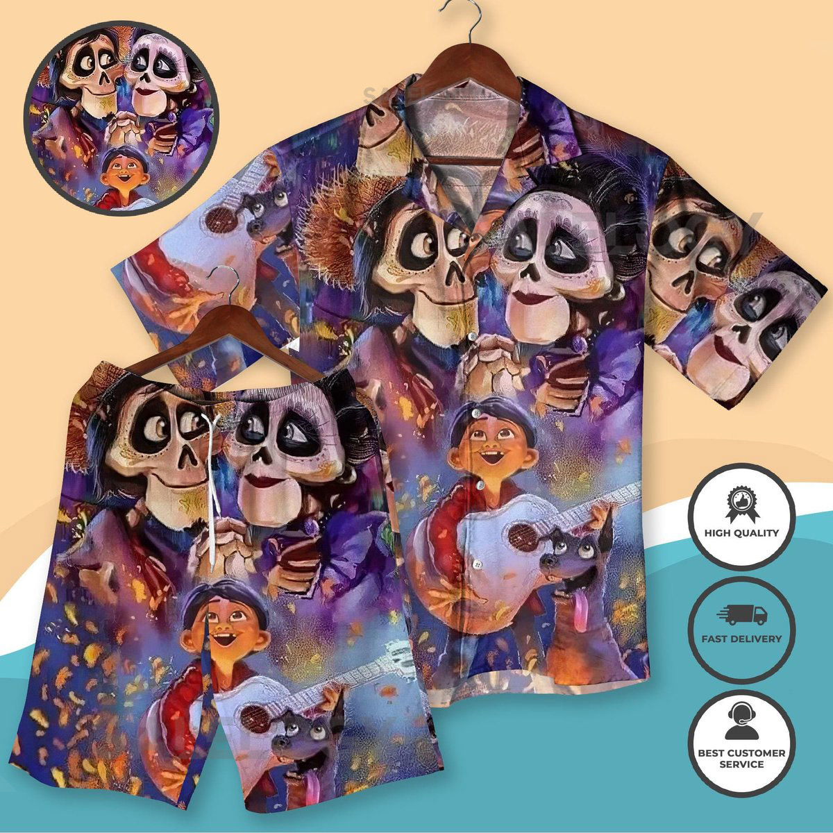 Day of the Dead Hawaiian Shirt Colorful Skeleton Guitar Print Unisex Festival Outfit Halloween Costume Mexican Theme Clothing_64