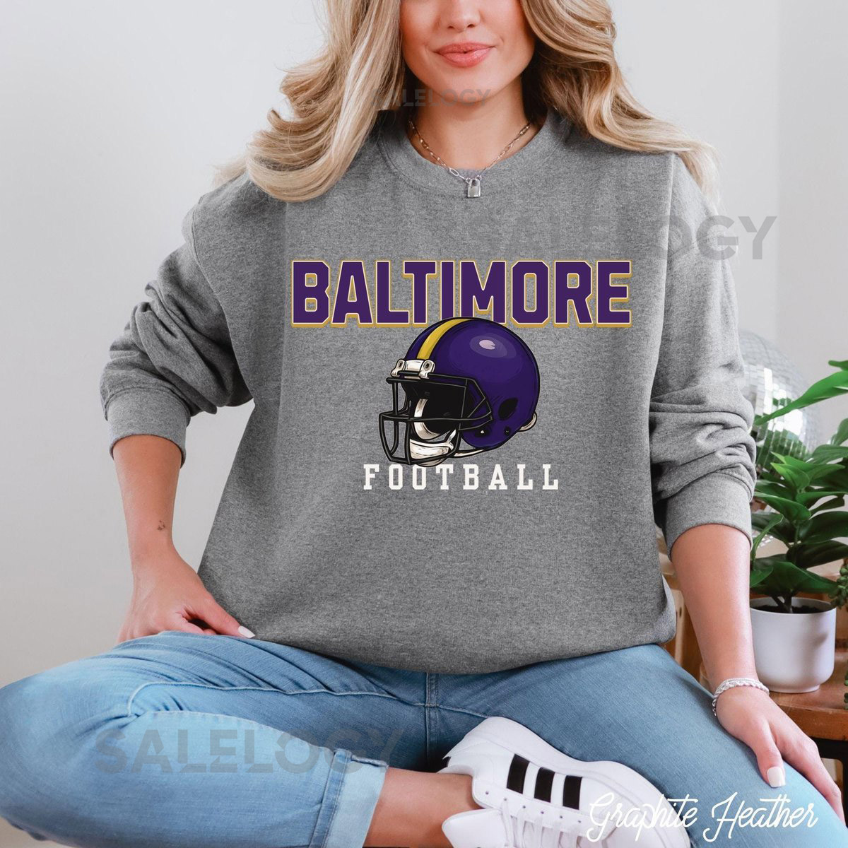 Baltimore Football Vintage Sweatshirt Retro Purple Oversized Crewneck Game Day Sweatshirt Cozy Football Fan Gift for Her_128