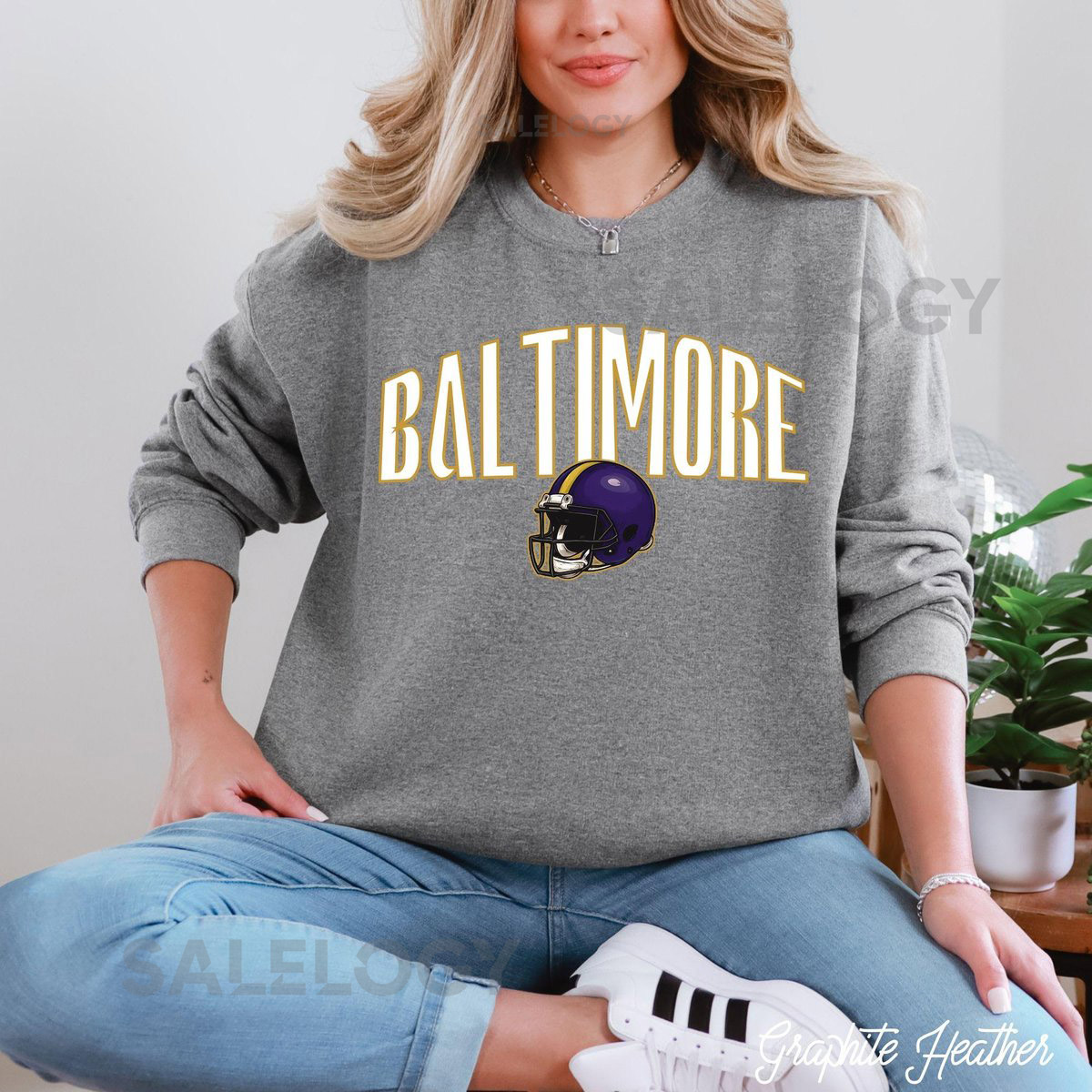 Baltimore Football Vintage Sweatshirt Retro Purple Oversized Crewneck Game Day Sweatshirt Cozy Football Fan Gift for Her_129