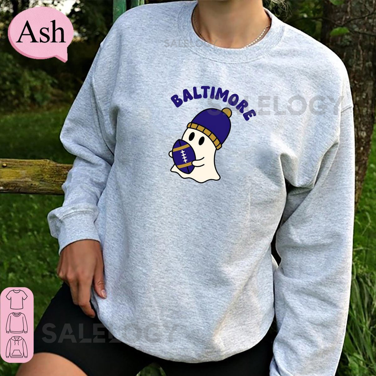 Baltimore Ghost Football Shirt Spooky Game Day Apparel Football Season Trendy Fan Gift Game Day Shirt Team Crewneck Baltimore Fan Tee_133