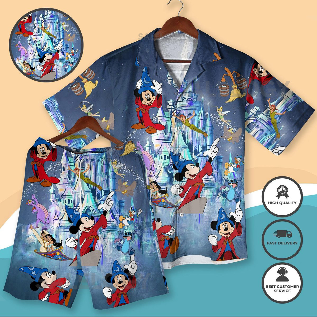 Mickey Castle Magic Kingdom Hawaiian Shirt Fantasyland Aloha Cruise Outfit Aladdin Jasmine Tinkerbell Vacation Shirt Xmas Shirt Gifts_143