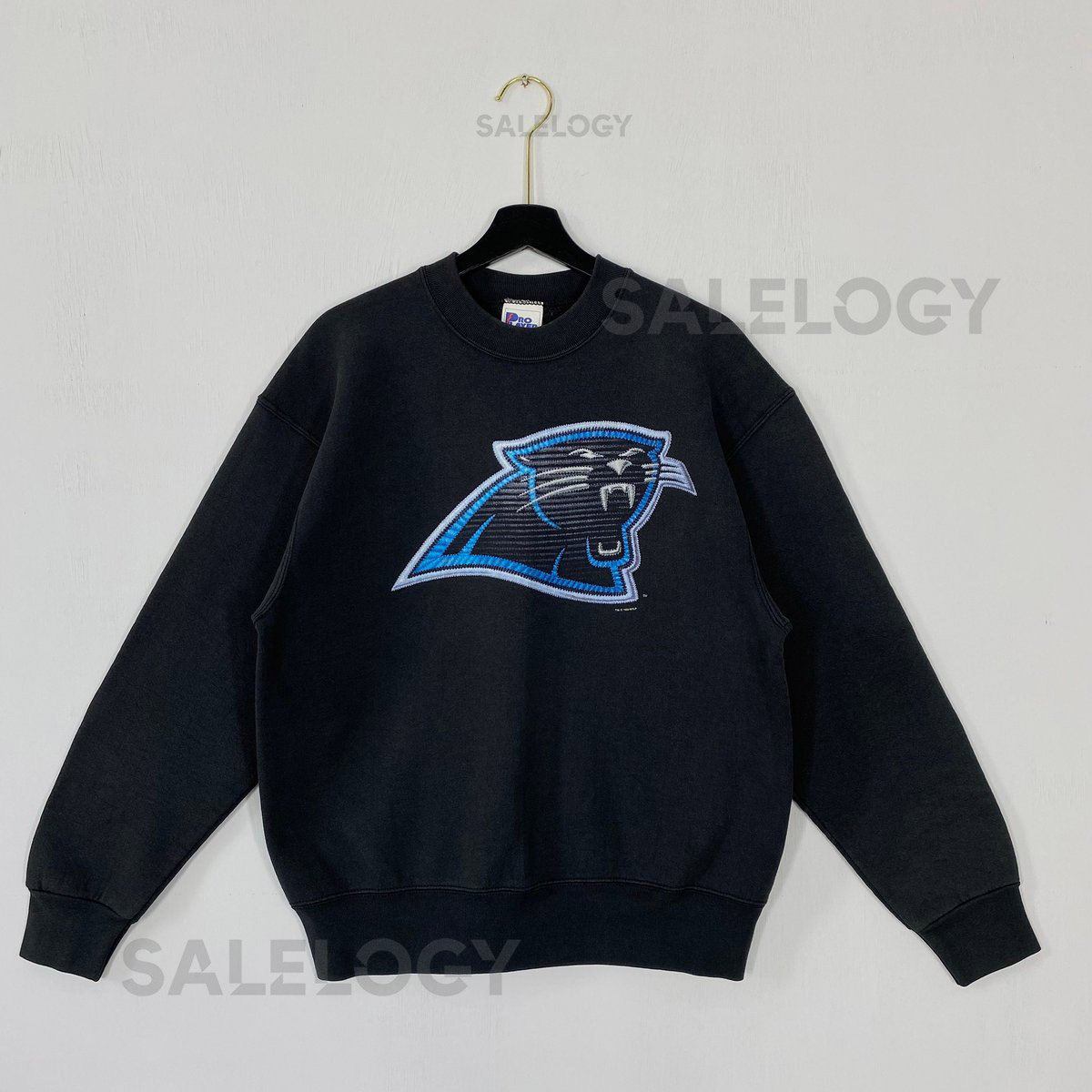 Vintage 90s Carolina Panthers Sweatshirt Crewneck Pullover Sportswear NFL Carolina Panthers Print Logo Black Medium_938