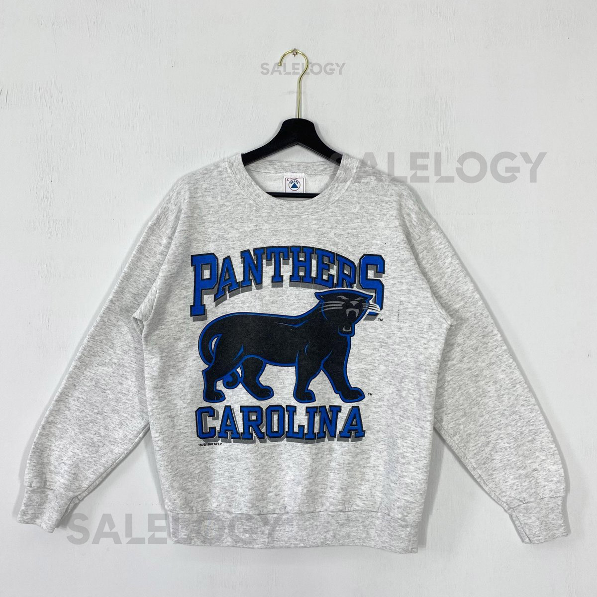 Vintage 90s Carolina Panthers Sweatshirt Crewneck Pullover Sportswear NFL Carolina Panthers Print Logo Grey Medium_941