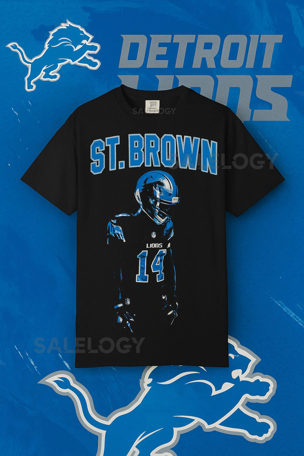 Vintage Bootleg Amon-Ra St. Brown 14 Detroit Football T-Shirt Retro Sports Fan Tee_702