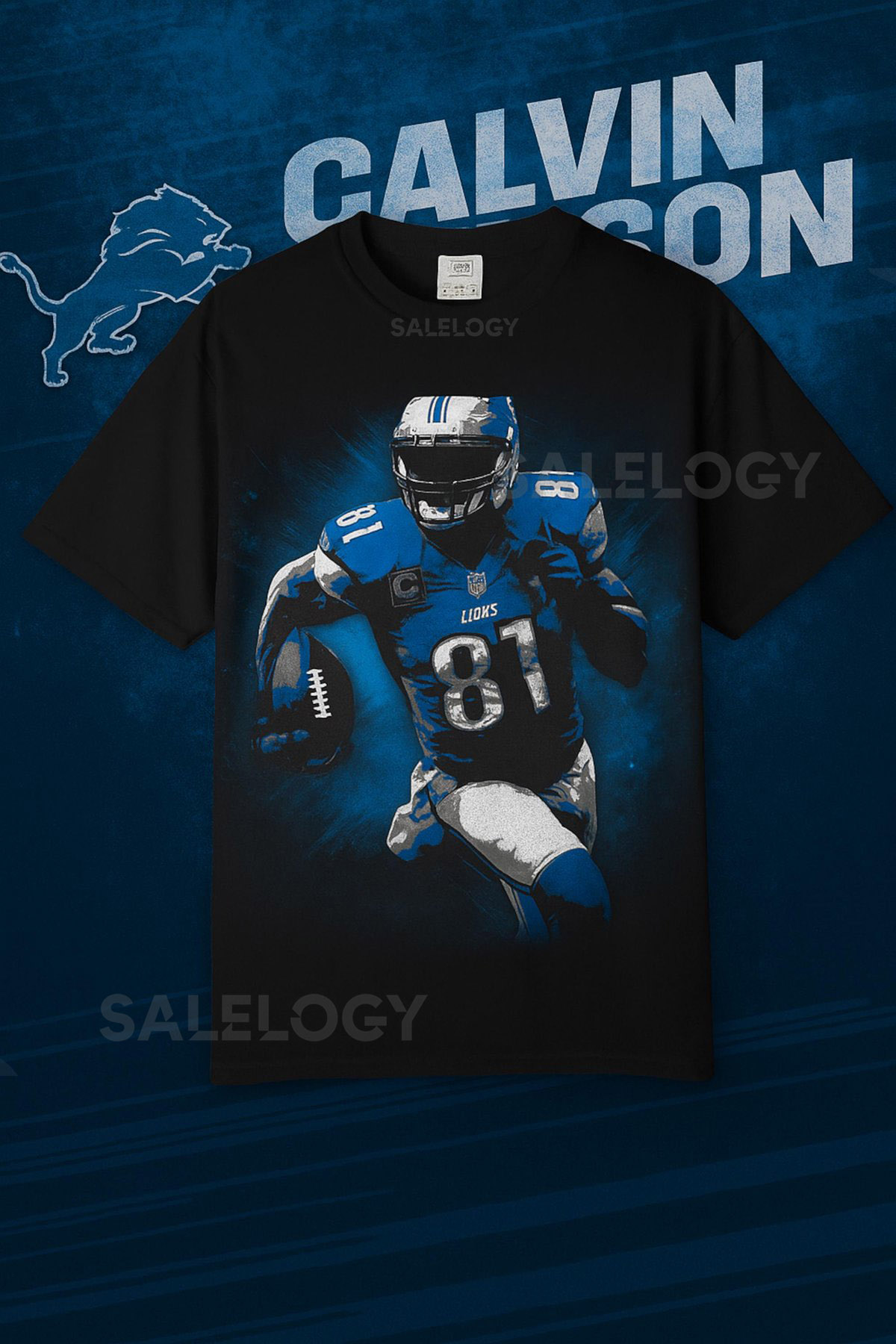 Vintage Bootleg Calvin Johnson 81 Detroit Football T-Shirt Retro Sports Fan Tee_703
