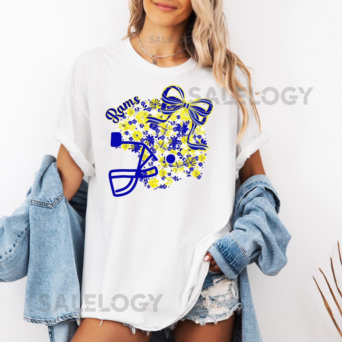 Los Angeles Floral Football Helmet T-Shirt Los Angeles Rams Shirt Lets Go Rams Cropped Shirt NFL Shirt Rams Game Day Shirt Super Bowl_532
