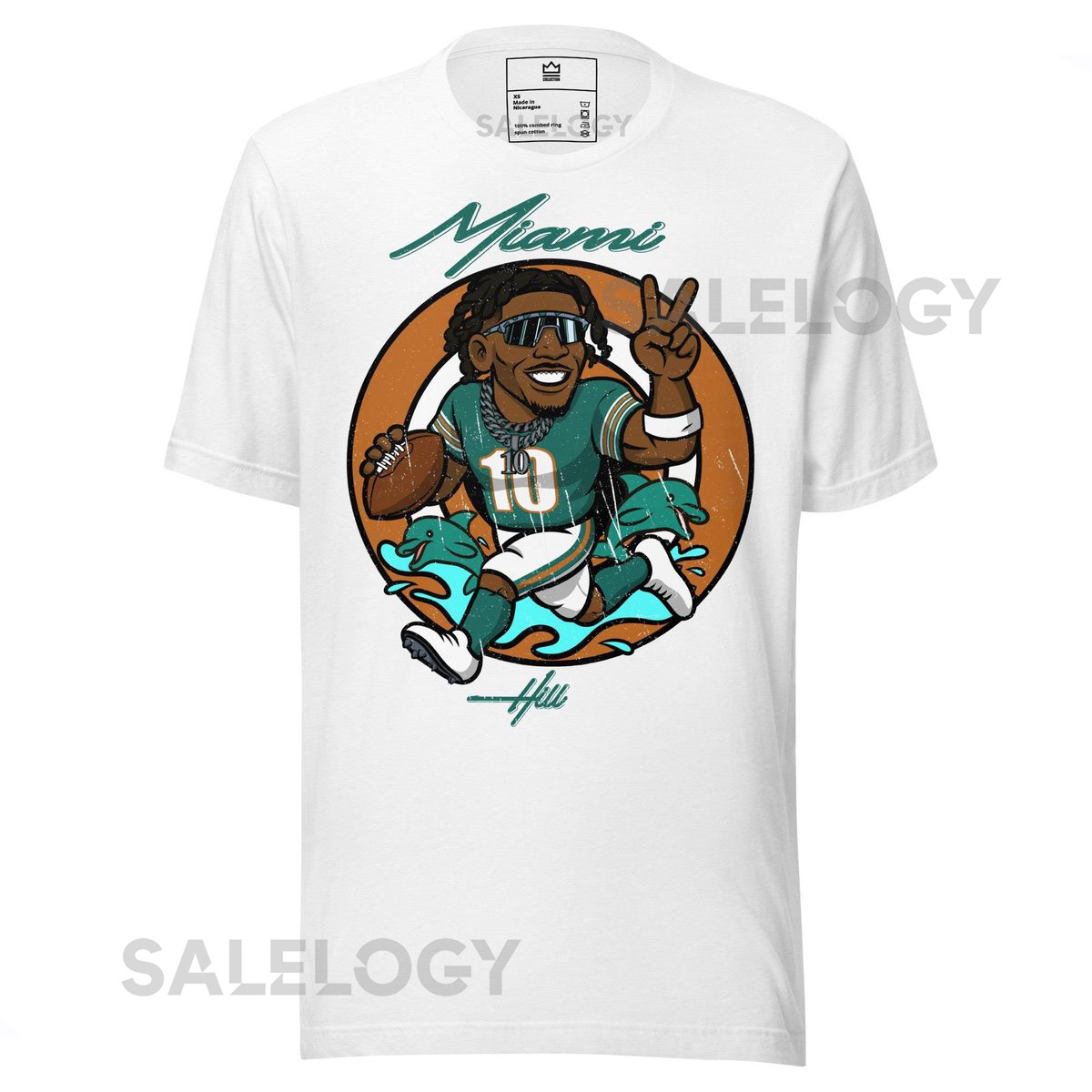 Tyreek Hill Miami Dolphins Cartoon T-Shirt Dolphins Football Tee Bella Canvas Aqua Orange Black Shirt NFL Fan Gift for Men Women_572