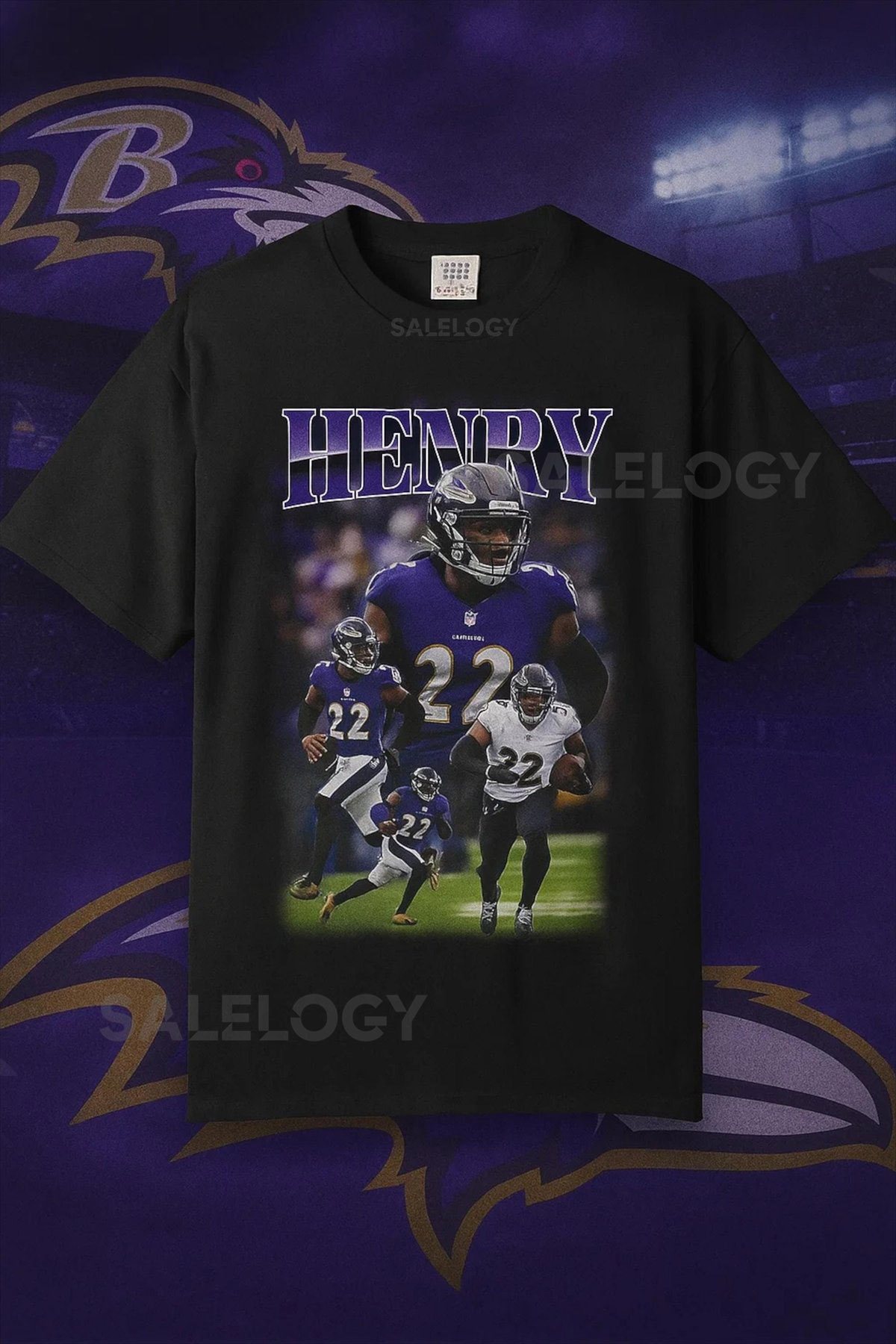 Derrick Henry Bootleg Tee Baltimore Ravens Retro Football Shirt_613