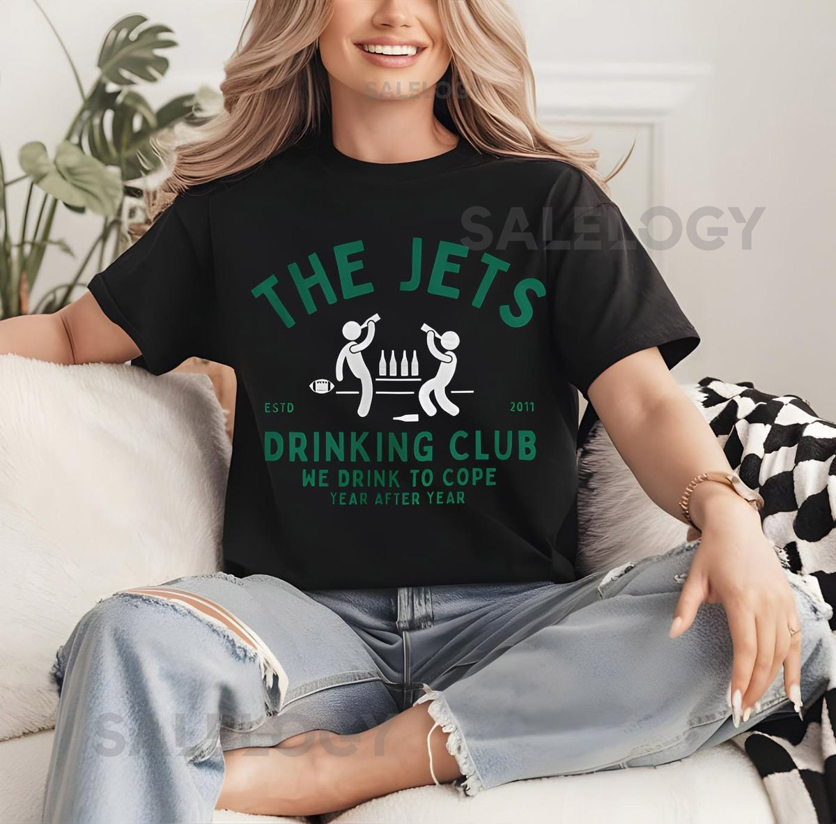 New York Jets Fan T Shirt The Jets Drinking Club   NFL Football_371