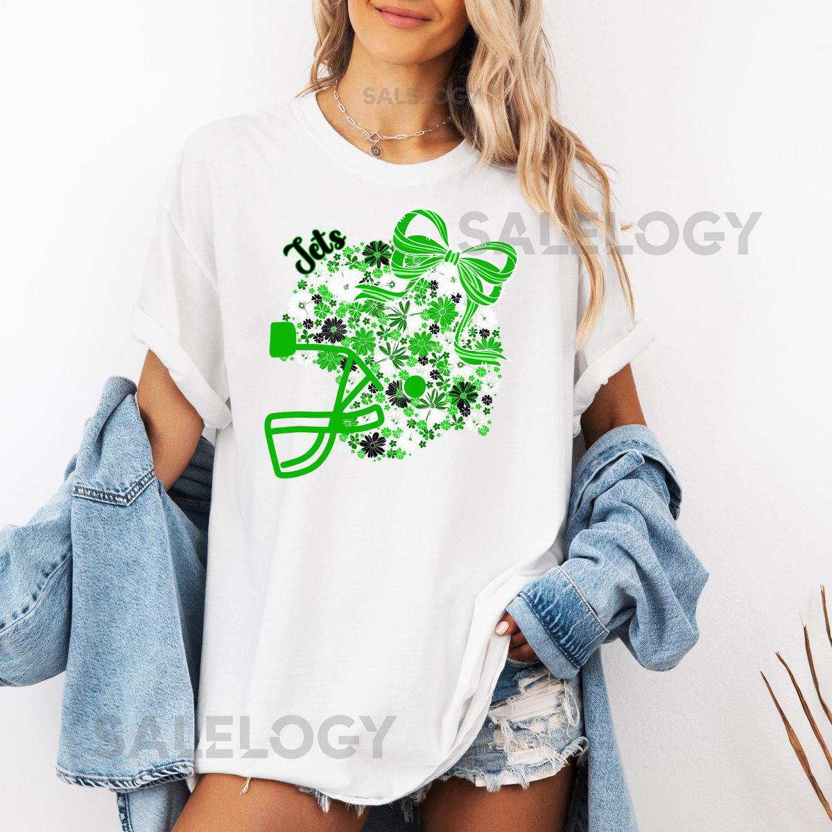New York Floral Football Helmet T Shirt New York Jets Shirt Lets Go Jets Cropped Shirt NFL Shirt Jets Game Day Shirt Super Bowl_359