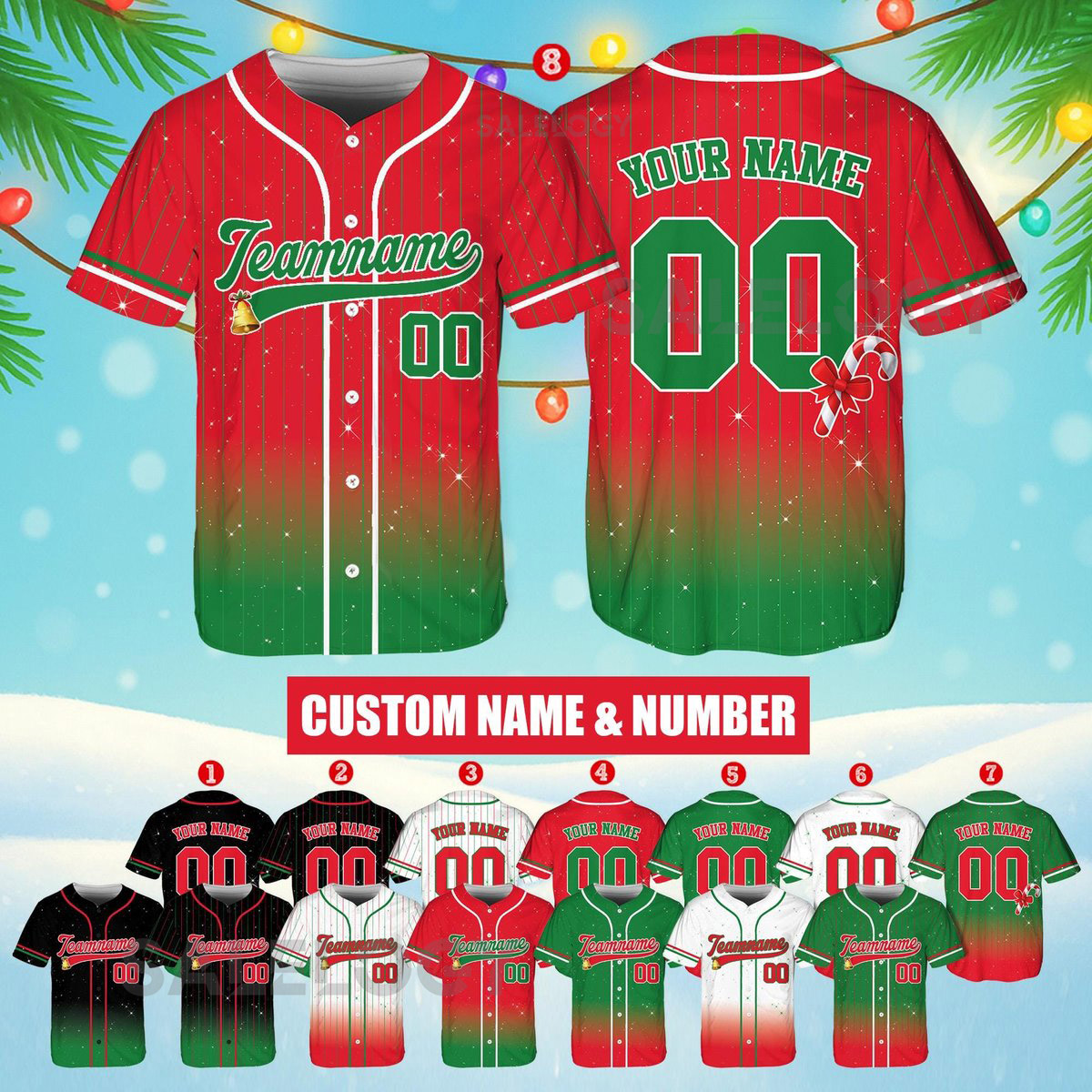Personalized Christmas Baseball Jersey Adult Kid Youth Custom Name Number Holiday Jersey Xmas Gift Team Uniform Ugly Sweater Style Shirt_65