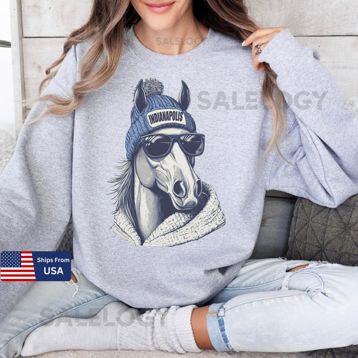 Indianapolis Football Mascot Sweatshirt Indianapolis Colt Football Shirt Retro Indianapolis Football Sweater Colt Fa_506