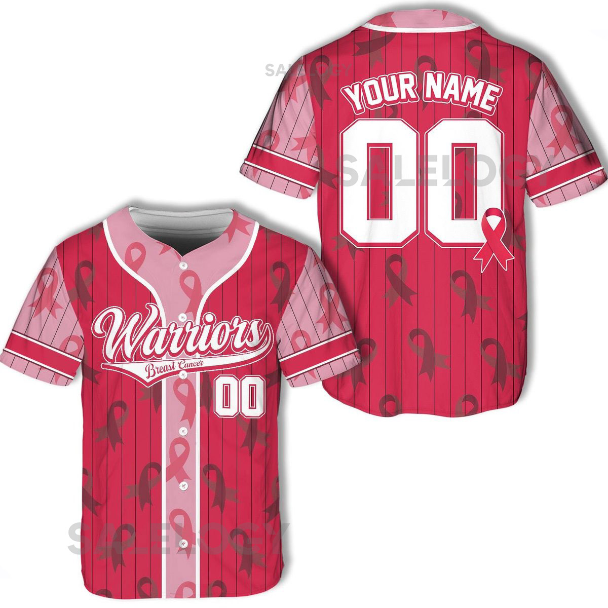 Personalized Breast Cancer Awareness Baseball Jersey Custom Name Number Pink Ribbon Support Team Warriors Shirt Gift October Event_37
