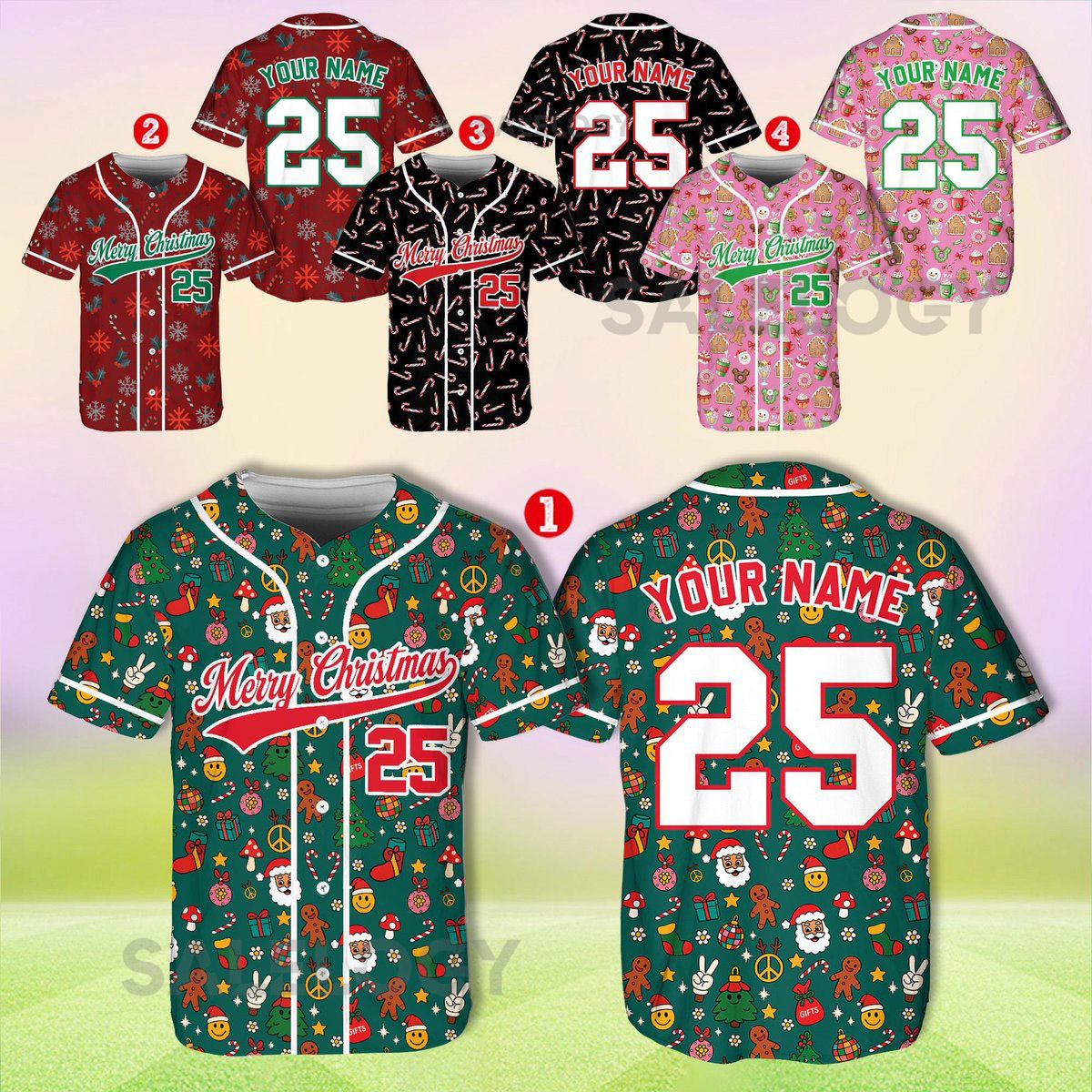 Personalized Christmas Baseball Jersey Adult Kid Youth Custom Name Number Holiday Jersey Xmas Gift Team Uniform Merry Christmas Shirt_60