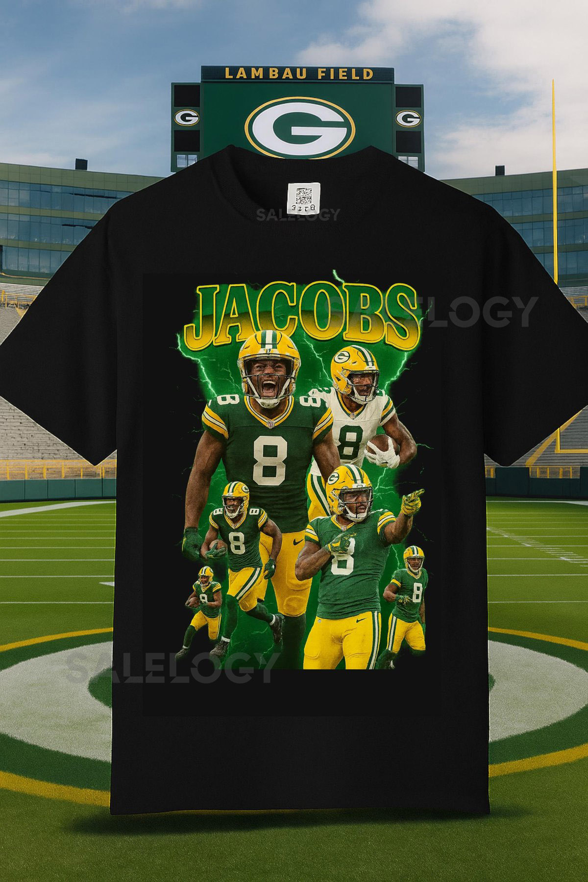 Josh Jacobs Bootleg Shirt Green Bay Packers Retro NFL Graphic Tee_540