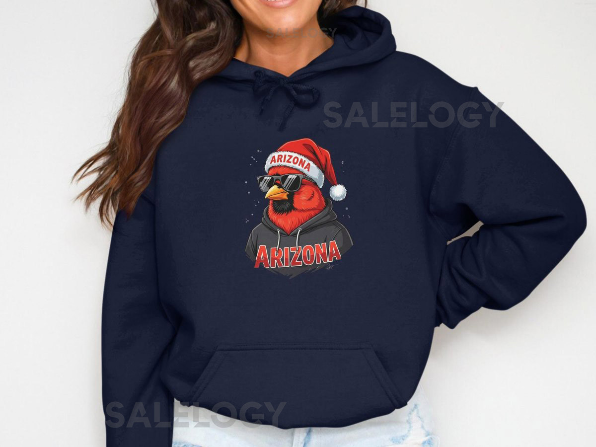 Arizona Cardinals Christmas Hoodie Bird with Santa Hat_25