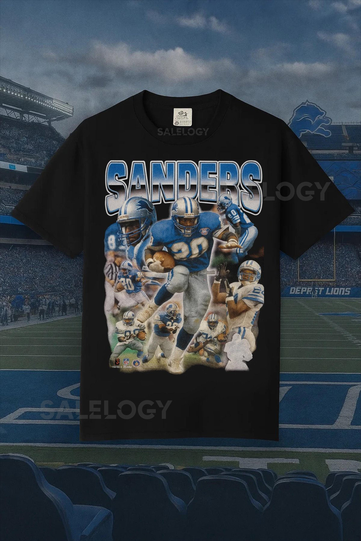 Barry Sanders Bootleg Shirt Detroit Lions Retro NFL Tee_32