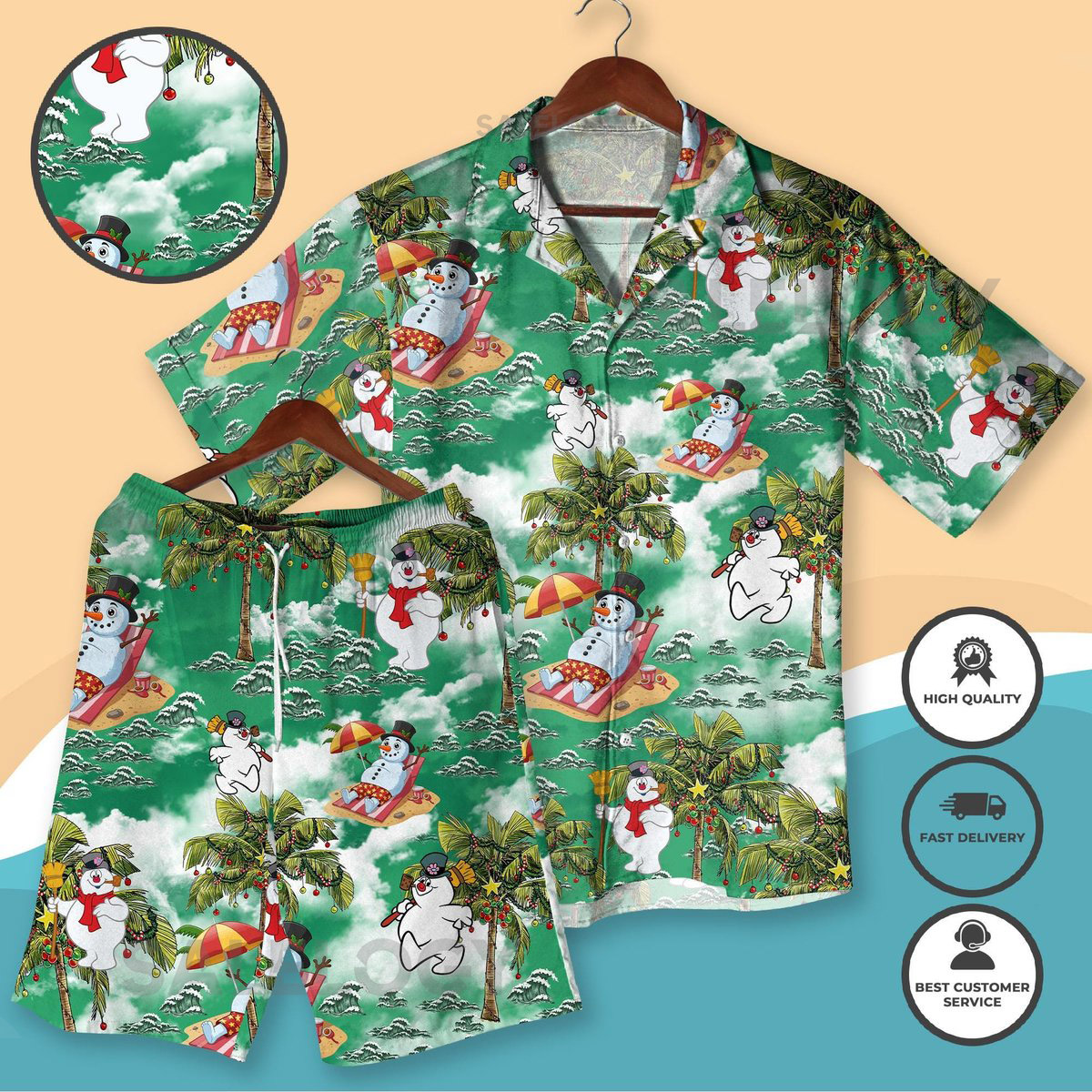 Snowman Hawaiian Shirt Tropical Christmas Outfit Funny Holiday Beach Shirt Shorts Festive Xmas Vacation Clothing Christmas Shirt Gifts_243