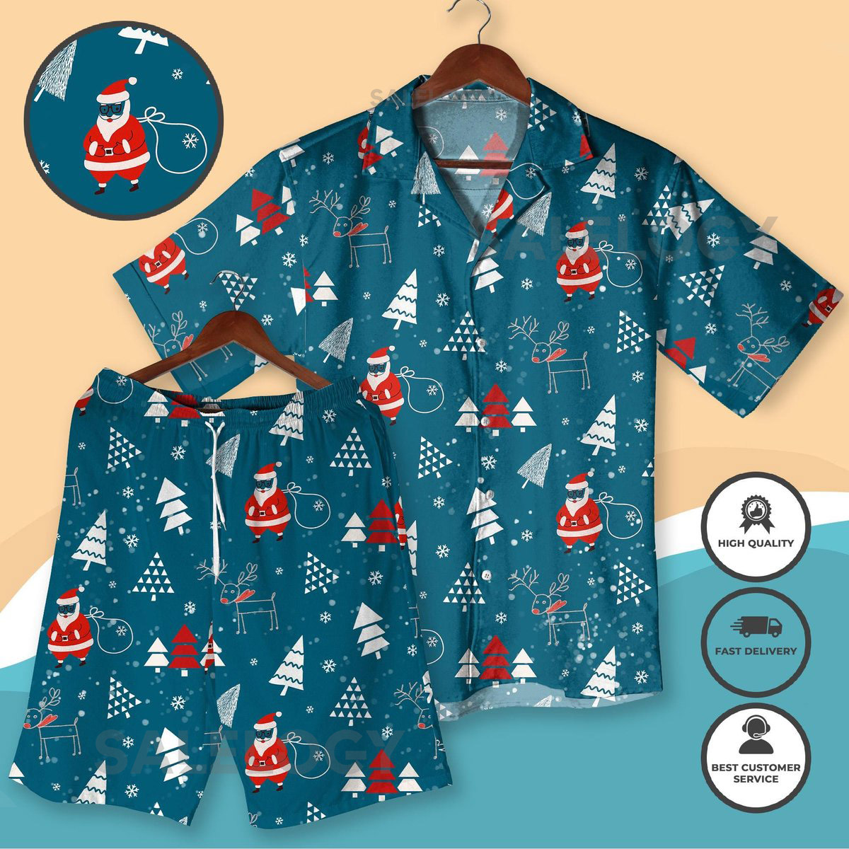 Santa Hawaiian Shirt Funny Tropical Christmas Outfit Aloha Holiday Shirt Shorts Beach Party Xmas Clothing for Men Women Christmas Shirts_230