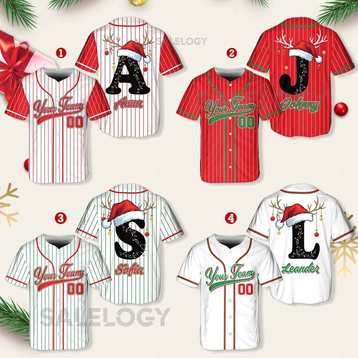 Personalized Christmas Baseball Jersey Adult Kid Youth Custom Name Number Holiday Jersey Xmas Gift Team Uniform Merry Christmas Shirt_62