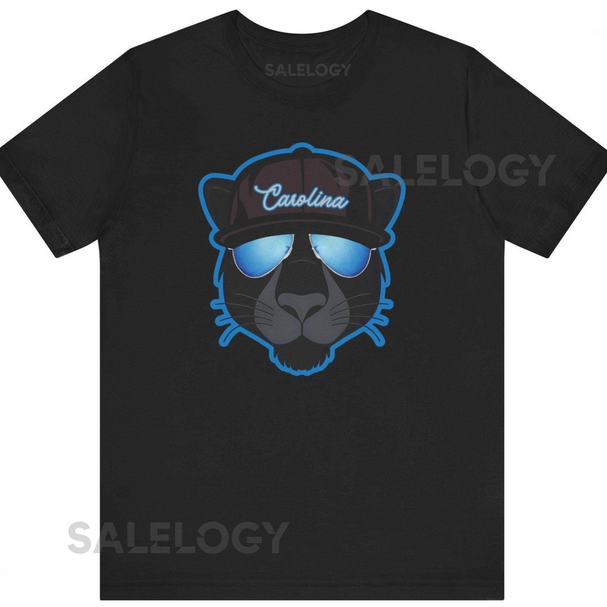 Carolina Football Fan Tee Trendy Panther With Hat Sunglasses T-Shirt_325