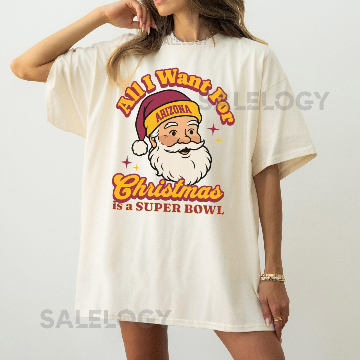 Arizona Football Christmas Super Bowl T-Shirt Retro Cardinal Football Tee Holiday Football Fan Shirt Festive Sports Apparel Santa Shirt_60