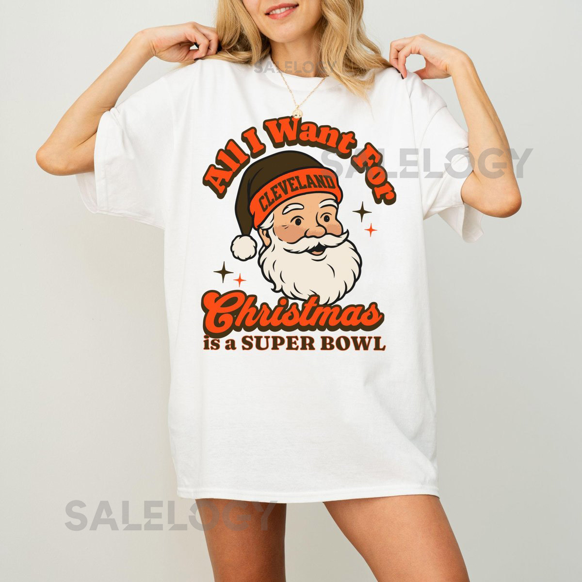Cleveland Football Christmas Super Bowl T-Shirt Retro Brown Football Tee Holiday Football Fan Shirt Festive Sports Apparel Santa Shirt_289