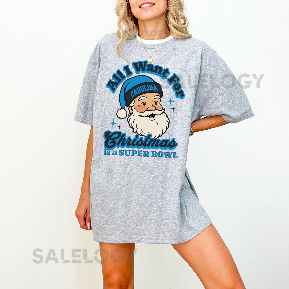 Carolina Football Christmas Super Bowl T-Shirt Retro Panther Football Tee Holiday Football Fan Shirt Festive Sports Apparel Santa Shirt_318