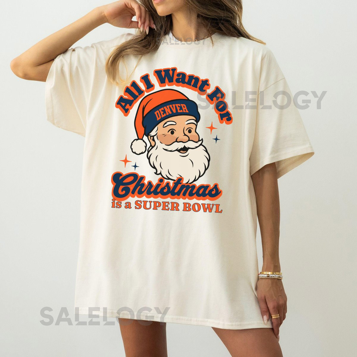 Denver Football Christmas Super Bowl T-Shirt Retro Bronco Football Tee Holiday Football Fan Shirt Festive Sports Apparel Santa Shirt_331