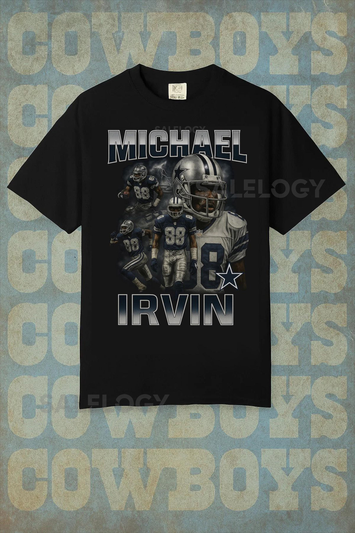 Retro Michael Irvin T-Shirt Vintage Bootleg Style Dallas Football Tee_444
