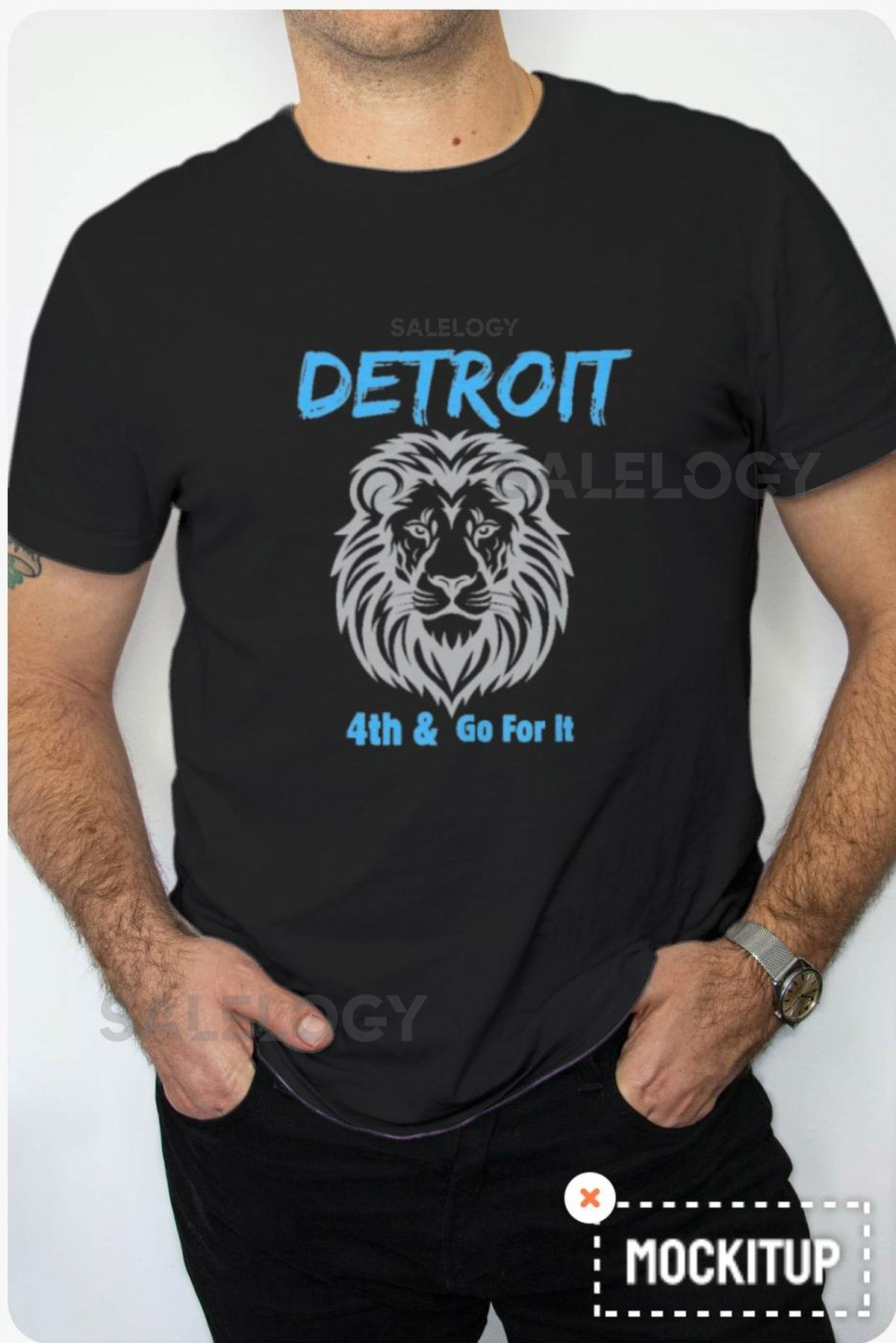 Detroit Lions T-Shirt Casual Football Tee NFL Apparel 4th Down Tri-Blend_295
