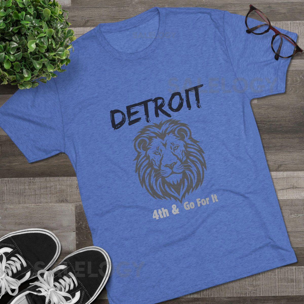 Detroit Lions 4th Down T-Shirt Tri-Blend Crew Neck Football Fan Apparel Casual Sports Gift_198