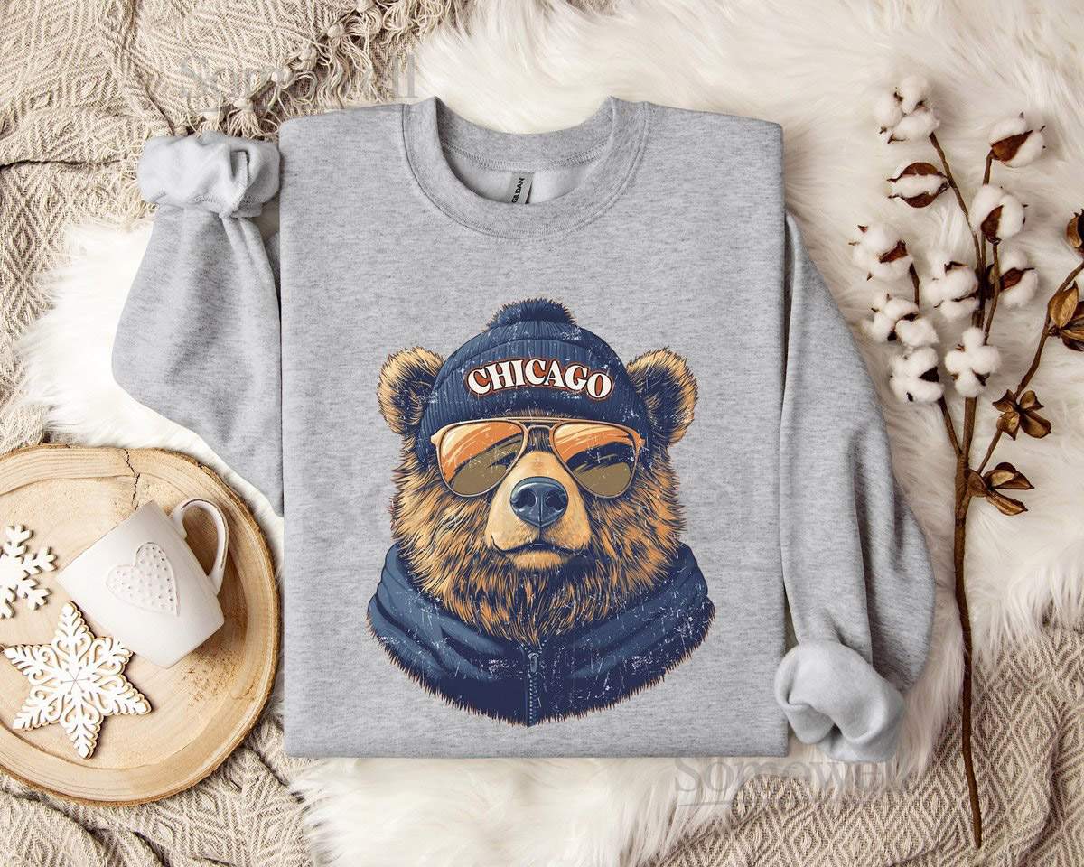 Vintage Chicago Football Sweatshirt Game Day Apparel Retro Sports Tee Chicago Bears Fan Gear_45