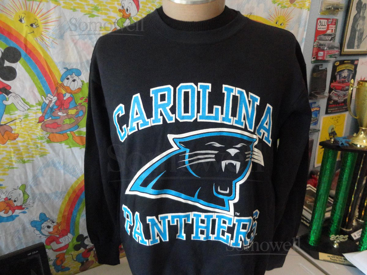 Vintage 90's Carolina Panthers NFL Black 1993 Crewneck Sweatshirt Size L_912