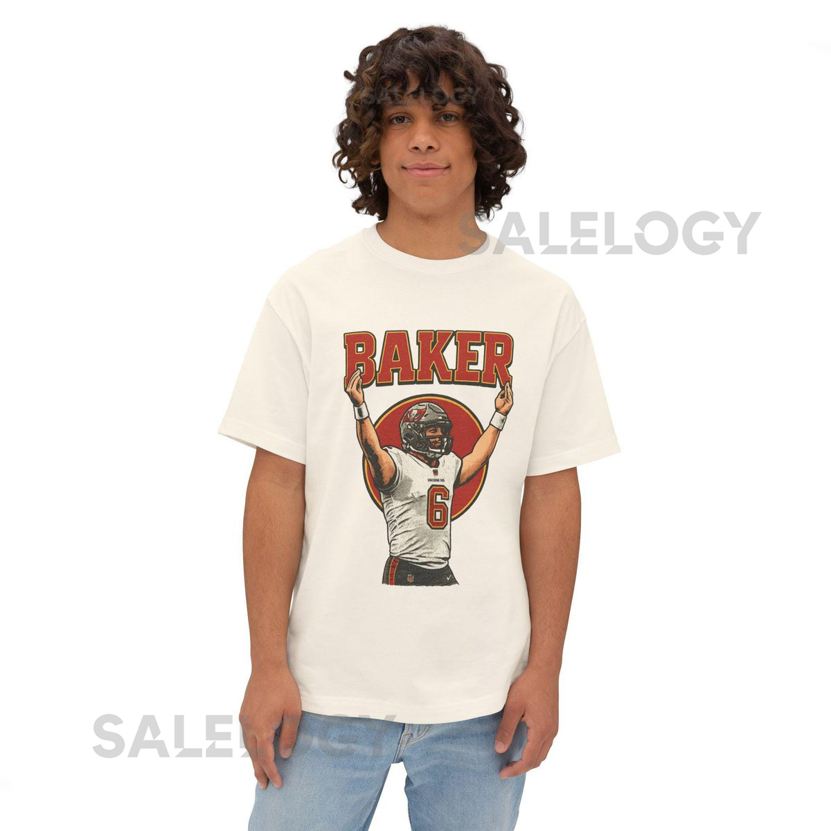 Vintage Baker Mayfield Tampa Bay Bucs T-Shirt Football Fan Gift Retro Oversized Tee Unisex Box Tee Shirt Sports Apparel Football Merch_447