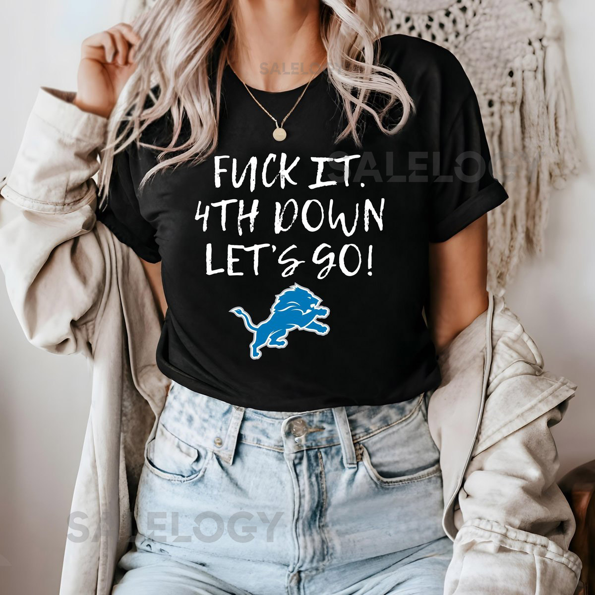 Detroit Lions 4th Down and Fuck It Go Lions T-shirt Detroit Football Funny Lions Shirt Football Humor Tee_197