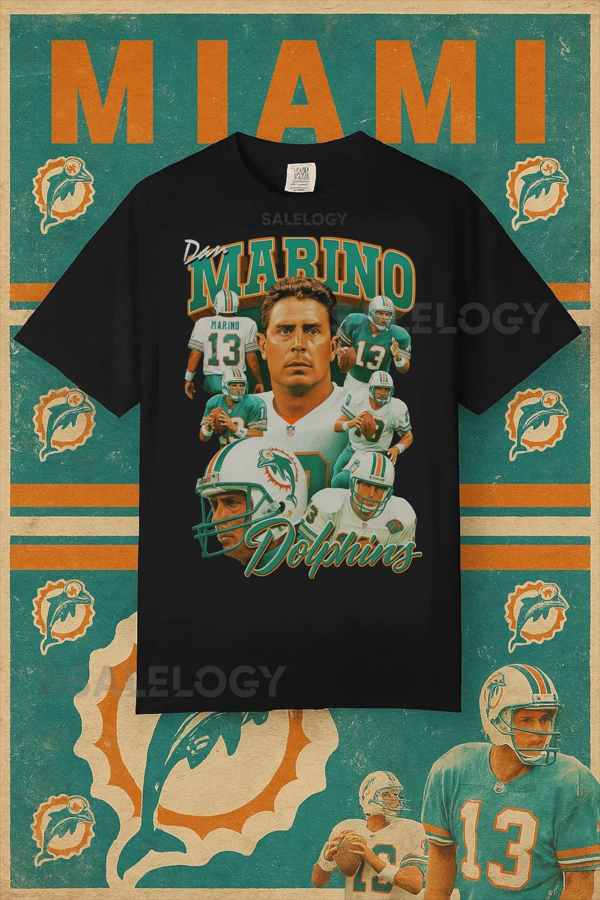 Dan Marino Bootleg Tee Vintage 90s Style Miami Football Shirt Retro Graphic_280