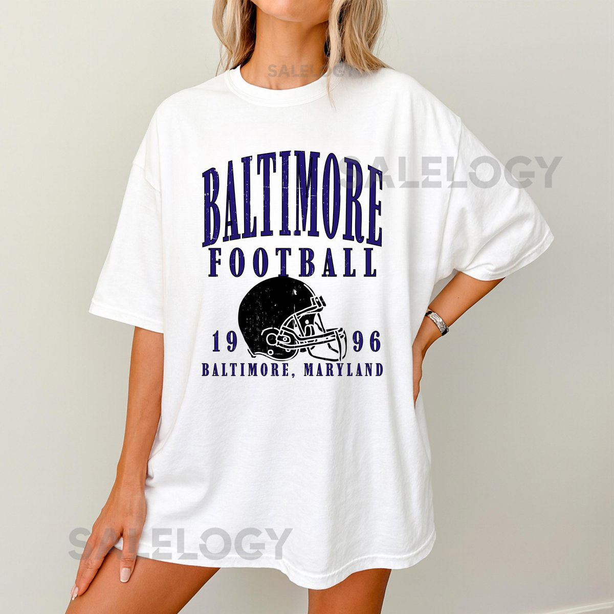 Baltimore Football Vintage Helmet Tee Oversized 1996 Graphic Shirt_73