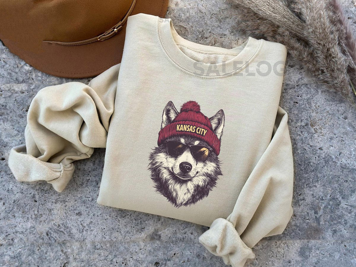 Kansas City T-Shirt Beanie Wolf Mascot Vintage Sketch Shirt Kansas City Graphic Tee Game Day Vibes KC Fan Gift_455