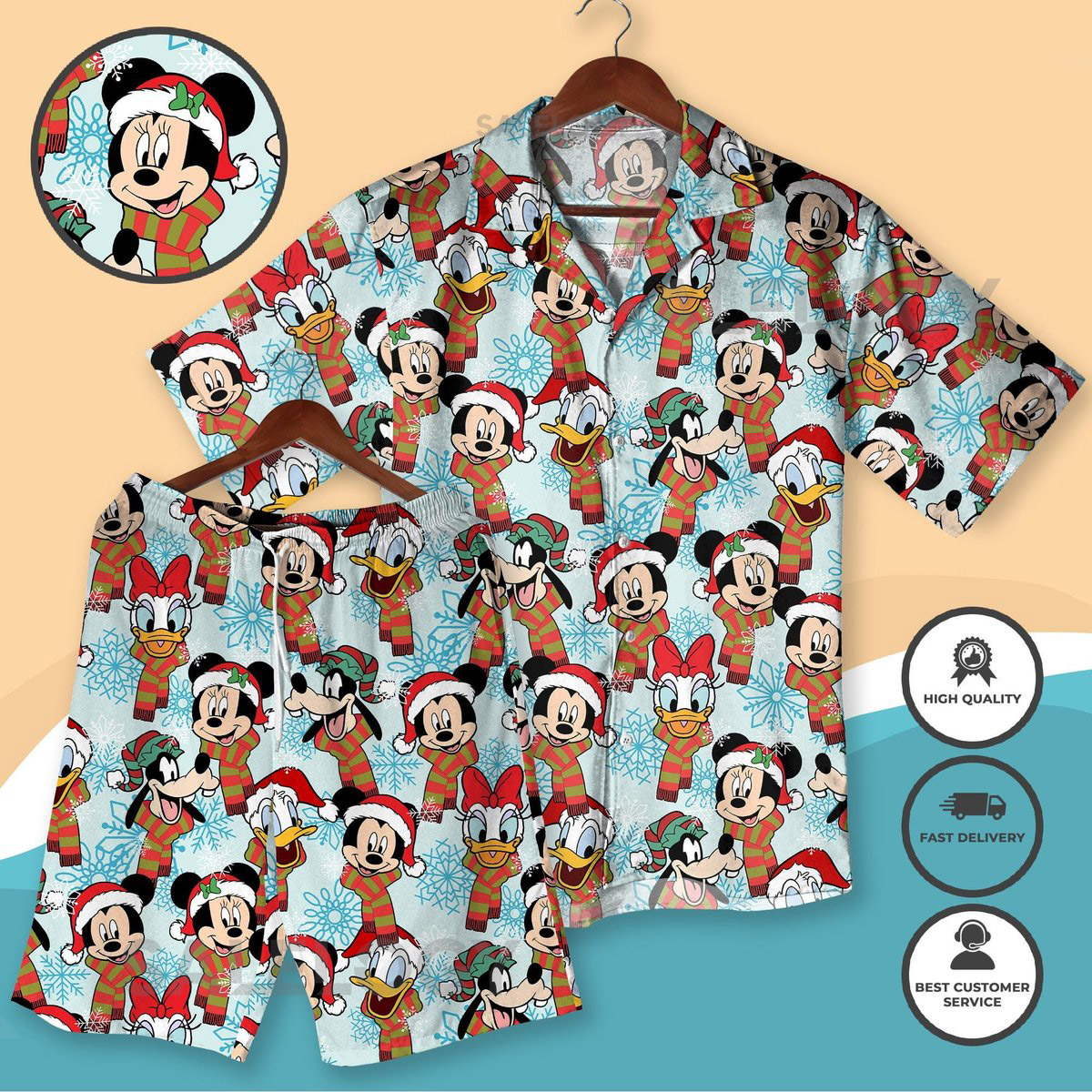 Christmas Hawaiian Shirt Mickey Shirt Donald Shirt Pluto Shirt Santa Shirt Holiday Vacation Outfit for Men Women Cute Christmas Shirt gift_22