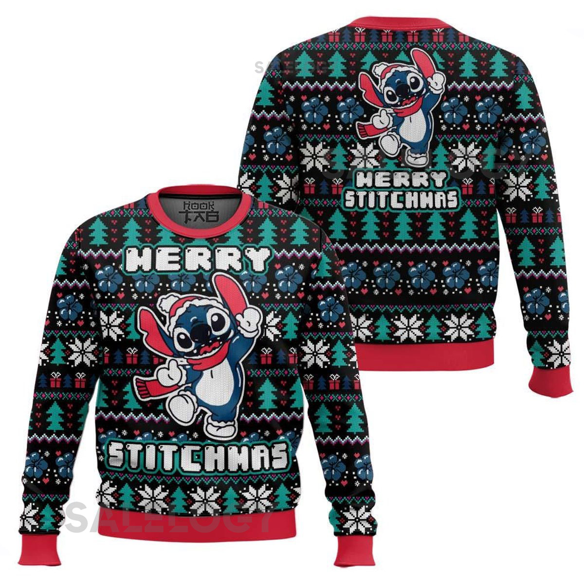 Christmas Santa Stitch Merry Stitchmas Lilo And Stitch Ugly Sweater All Over Print 3D Ugly Sweater  For Her Mother Family Trip Sweater