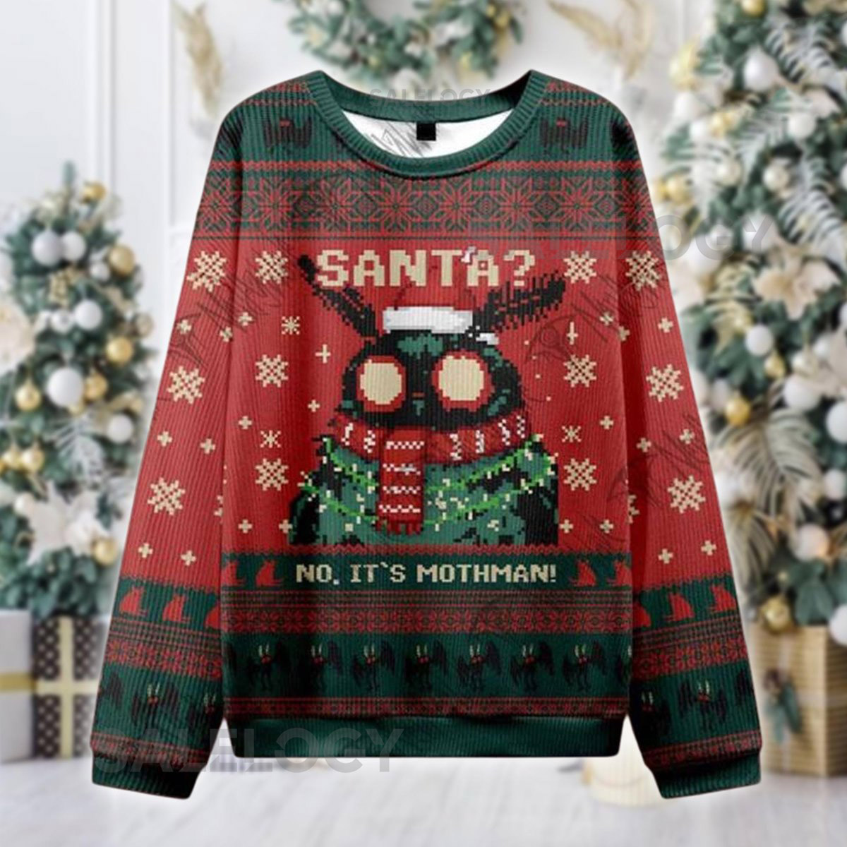 Funny Mothman Ugly Christmas Sweater No It's Mothman Meme Shirt Cryptid Holiday Jumper Weird Xmas for Him Her All Over Print
