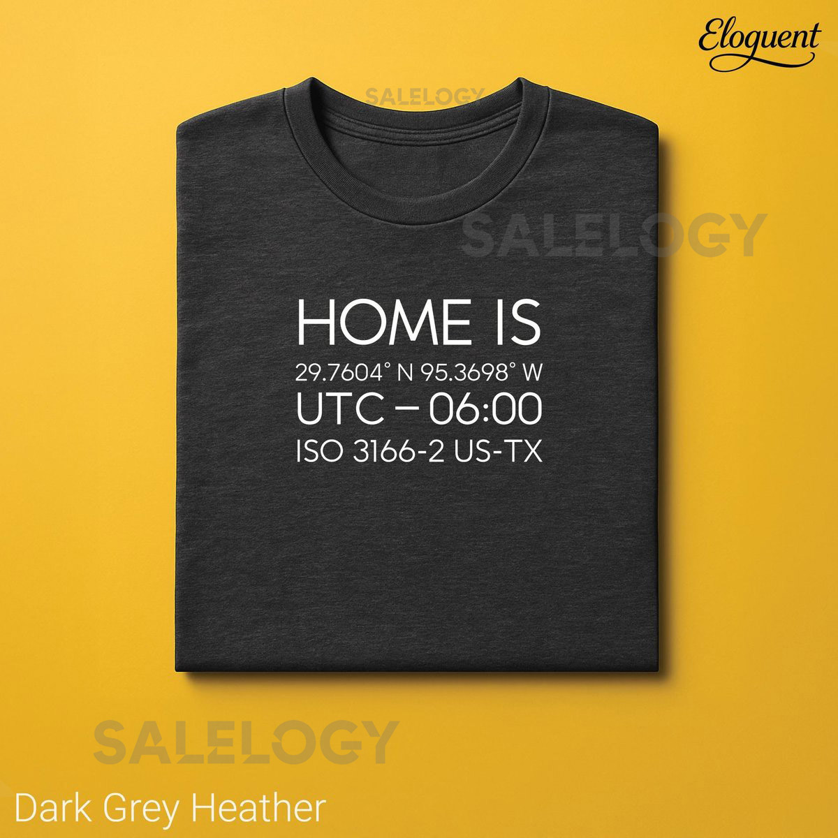 Home Is Houston Shirt City Timezone Tee Minimalist Graphic Streetwear Black DarkGreyHeather_205