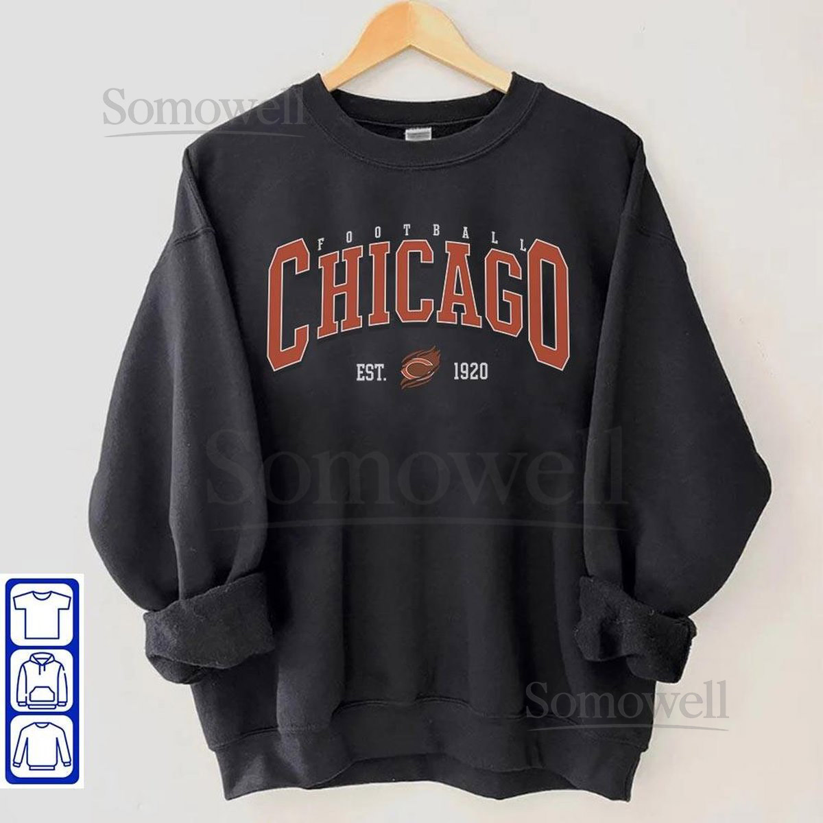Vintage Style Chicago Football Sweatshirt Bears Fan Gift_67