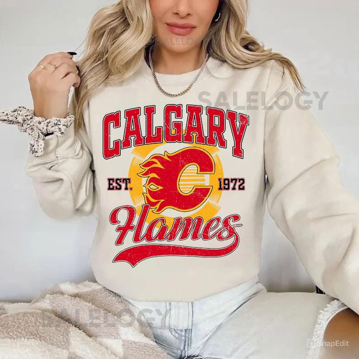 Calgary Flame Sweatshirt Vintage Calgary hockey shirt Calgary Hockey Crewneck Flames Hockey youth sweater Hockey Fan gift_16