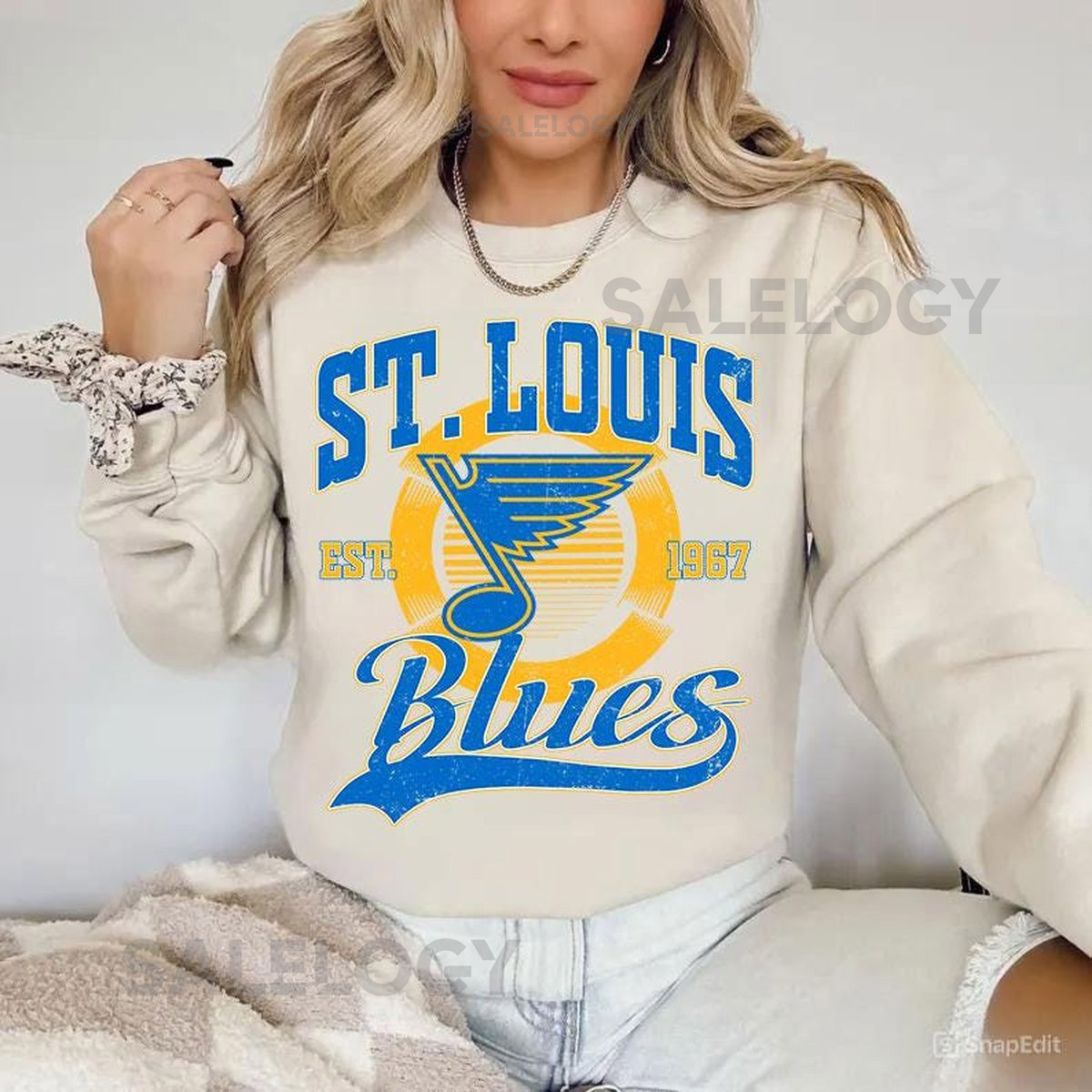 St. Louis Blue Sweatshirt Vintage St. Louis hockey shirt St. Louis Hockey Crewneck Blues Hockey youth sweater Hockey Fan gift_507