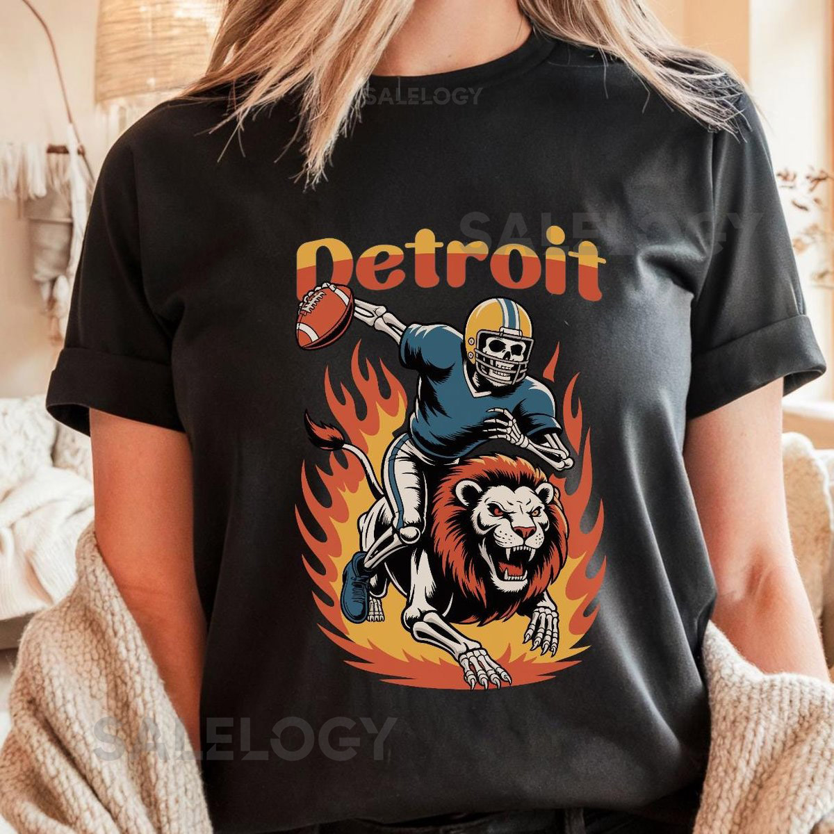 Detroit Lions Vintage Football Tee Retro Game Day Shirt Mens Womens NFL Fan Gift Football Autumn Lions Retro Tee Sports Fan Gift_317