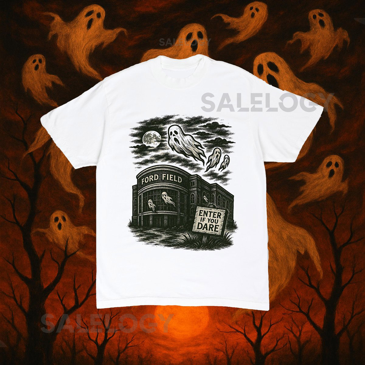 Detroit Lions Halloween Shirt Scary Football Ghosts_256
